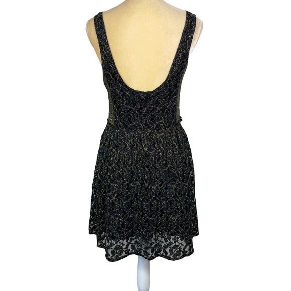 Miss Me Sequin & Lace Party Dress Black & Gold Medium Cowgirl Rodeo Night Out - Picture 5 of 9